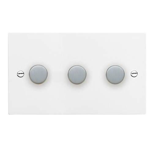Dimmer Switch 3 gang dimmer 400 watt 2 way Satin White Aluminium
