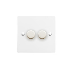 Dimmer Switch V-PRO Trailing Edge LED 2 gang dimmer switch 120 watt 2 way Satin White Aluminium