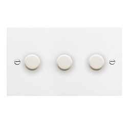 Dimmer Switch V-PRO Trailing Edge LED 3 gang dimmer 120 watt 2 way Satin White Aluminium