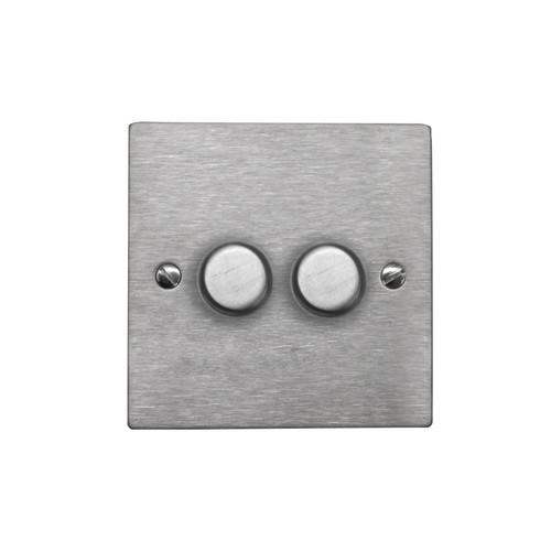 Dimmer Switch 2 gang 250 watt 2 way Satin Stainless