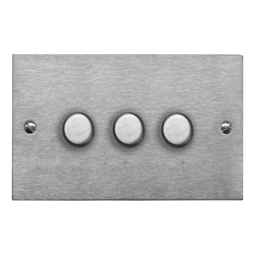 Dimmer Switch V-PRO Trailing Edge LED 3 gang 120 watt 2 way Satin Stainless