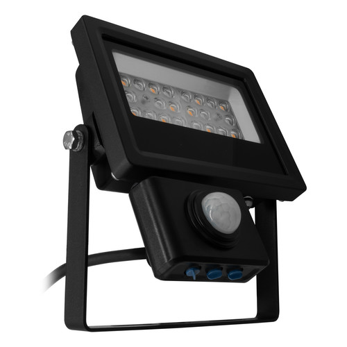LED Black Slim Outdoor Garden PIR Floodlight 240V 10W 3000K Warm White