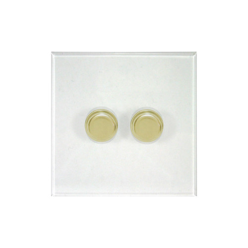Prism Dimmer Switch 2 gang dimmer switch 400 watt 2 way Polished Brass / Clear Perspex
