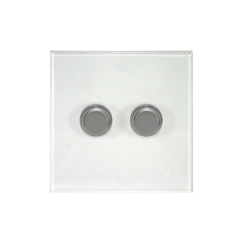 Prism Dimmer Switch 2 gang dimmer switch 400 watt 2 way Satin Stainless Steel / Clear Perspex