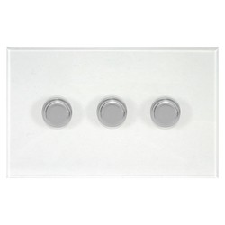 Prism Dimmer Switch 3 gang dimmer switch 250 watt 2 way Polished Chrome / Clear Perspex