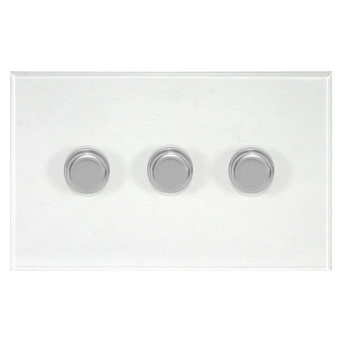 Prism Dimmer Switch 3 gang dimmer switch 250 watt 2 way Polished Stainless Steel / Clear Perspex