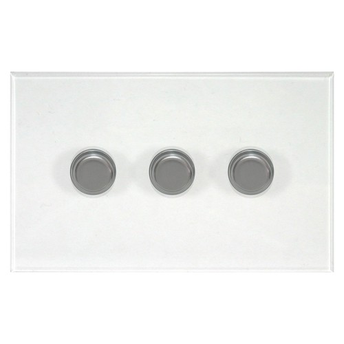 Prism Dimmer Switch 3 gang dimmer switch 250 watt 2 way Satin Stainless Steel / Clear Perspex