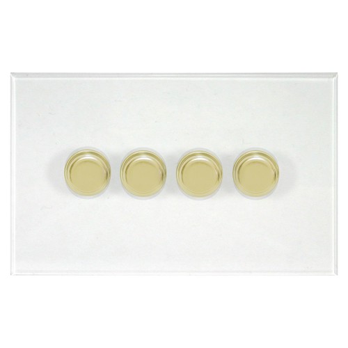 Prism Dimmer Switch 4 gang dimmer switch 250 watt 2 way Polished Brass / Clear Perpsex