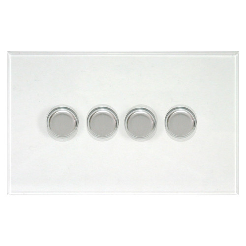 Prism Dimmer Switch 4 gang dimmer switch 250 watt 2 way Polished Stainless Steel / Clear Perpsex