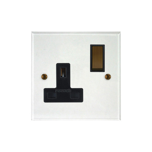 Prism Wall Socket 1 gang 13 amp switch socket outlet antique bronze insert Clear Perspex