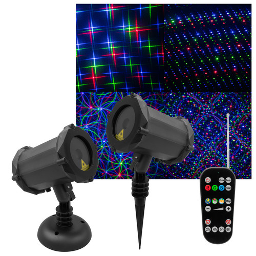 RGB Laser Projector Bluetooth Speaker 18 Motion Pattern Christmas Effects Wall & Spike Light IP65 240V
