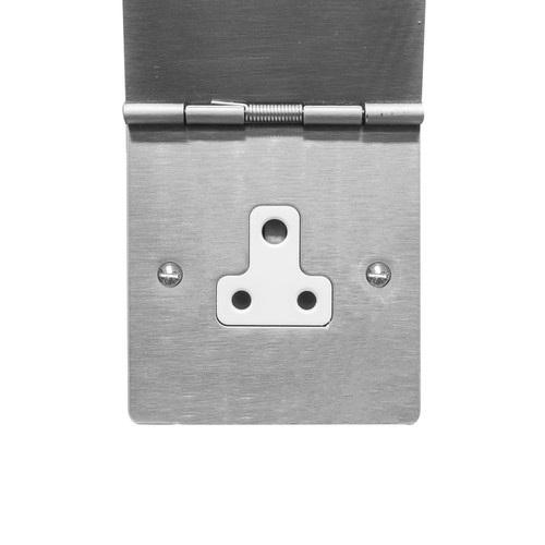 Floor Socket 1 gang 5 amp unswitched Satin Stainless Steel