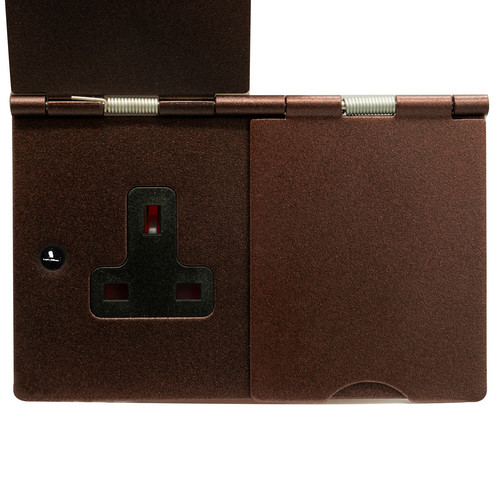Floor Socket 2 gang 13 amp unswitched Copper Bronze