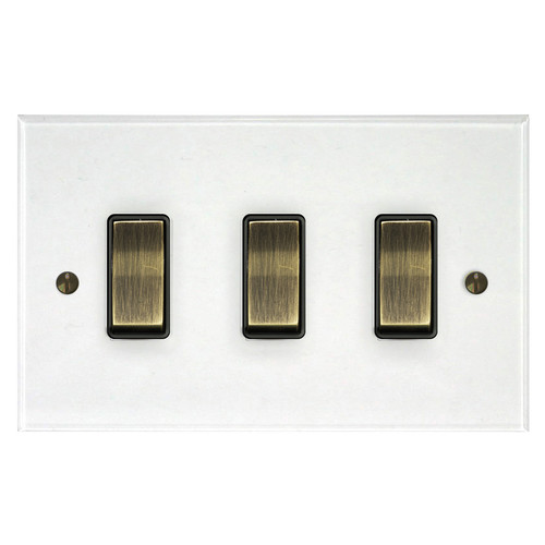Prism Rocker Switch 3 gang rocker switch 20 amp Intermediate 2 way Clear Perspex