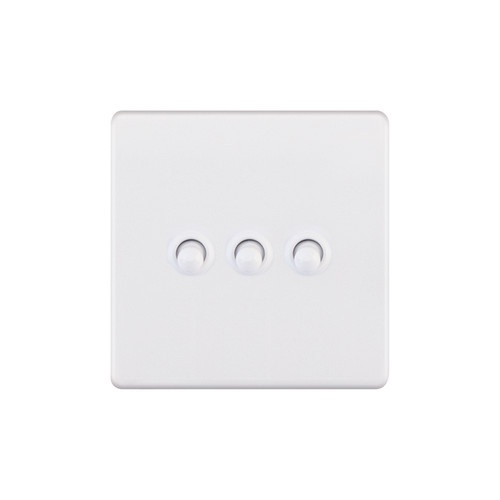 Dolly Switch Screwless 3 gang 2 way Matt White
