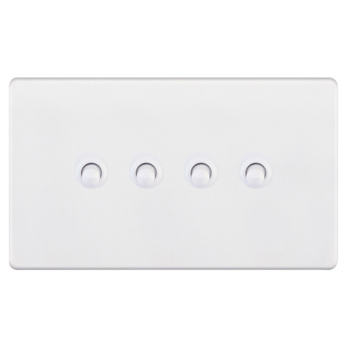 Dolly Switch Screwless 4 gang 2 way Matt White