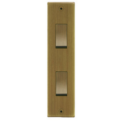 Horizon Square Architrave Switch 2 gang rocker Antique Brass