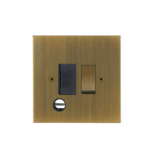 Horizon Square Fuse Spur 1 gang 13 amp switched flex outlet Antique Brass