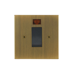 Horizon Square Cooker Switch 1 gang plate 45 amp cooker neon Antique Brass