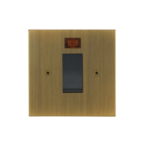 Horizon Square Cooker Switch 1 gang plate 45 amp cooker neon Antique Brass