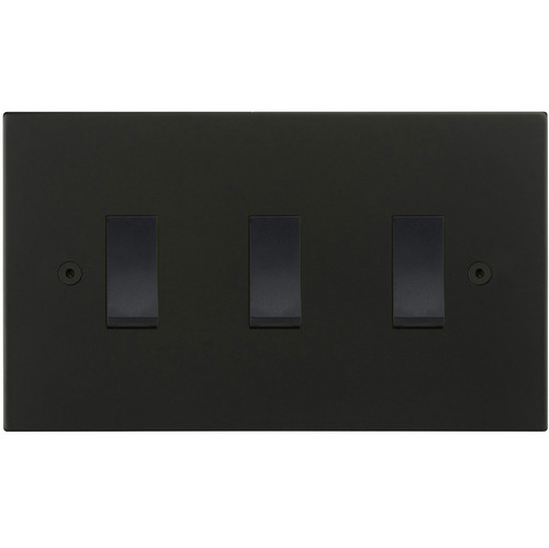 Horizon Square Rocker Switch 3 gang 20 amp 2 way Matt Black