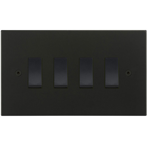 Horizon Square Rocker Switch 4 gang 20 amp intermediate Matt Black