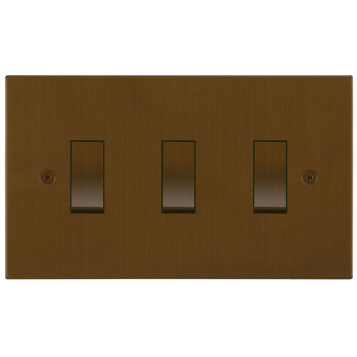 Horizon Square Rocker Switch 3 gang 20 amp intermediate Antique Bronze