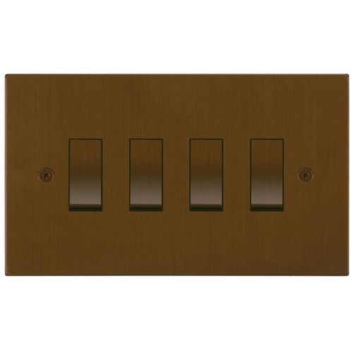 Horizon Square Rocker Switch 4 gang 20 amp intermediate Antique Bronze