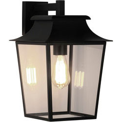 Richmond 254 Clear Glass Outdoor Garden Lantern 240V 60W Black