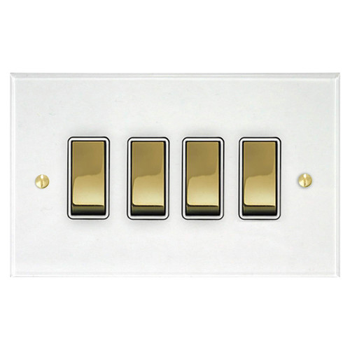 Prism Rocker Switch 4 gang rocker switch 20 amp 2 way Clear Perspex