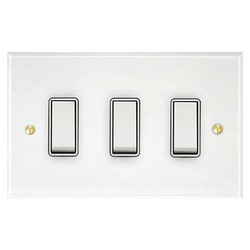 Prism Rocker Switch 3 gang rocker switch 20 amp 2 way Clear Perspex