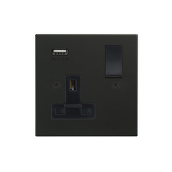 Horizon Square Switched Socket Outlet with USB-A Charger 1 gang 13 amp + USB