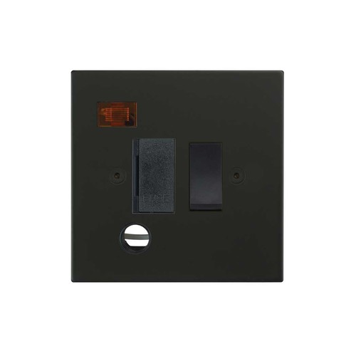 Horizon Square Fuse Spur 1 gang 13 amp switched flex outlet neon Matt Black