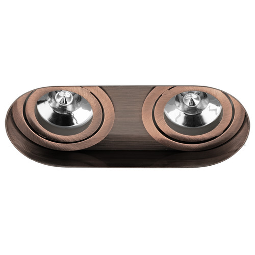 Trimless Double Round Adjustable Downlight GU10 240V Bronze 2 x 50W