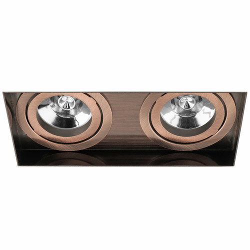 Trimless Double Square Adjustable Downlight GU10 240V Bronze 2 x 50W