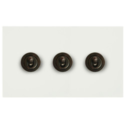 Horizon Square Dolly Switch 3 gang 20 amp 2 way Primed White