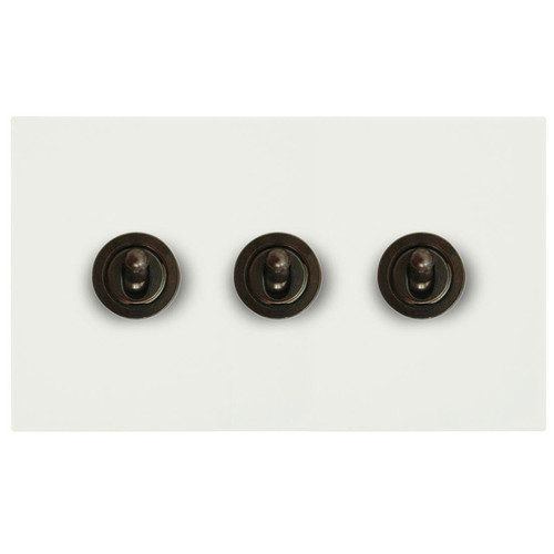 Horizon Square Dolly Switch 3 gang 20 amp 2 way Primed White