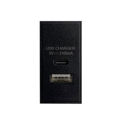 Euro USB-A+C Charger Modules USB Black