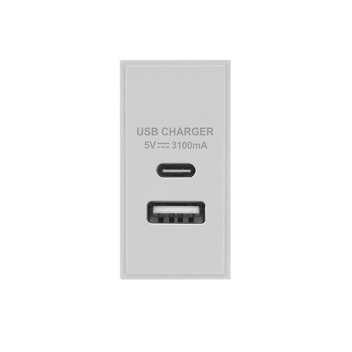 Euro USB-A+C Charger Modules USB White