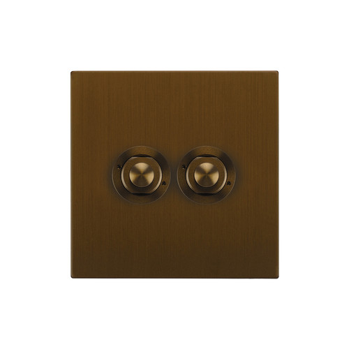 Horizon Square Push Button Switch 2 gang Antique Bronze