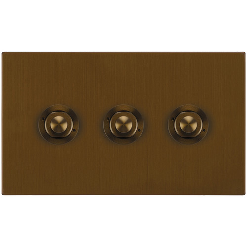Horizon Square Push Button Switch 3 gang Antique Bronze