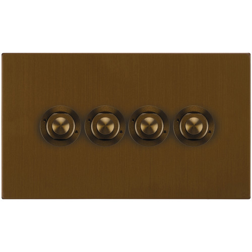 Horizon Square Push Button Switch 4 gang Antique Bronze