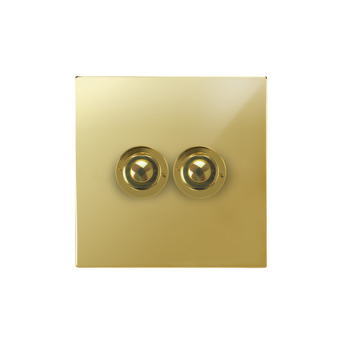Horizon Square Push Button Switch 2 gang Polished Brass