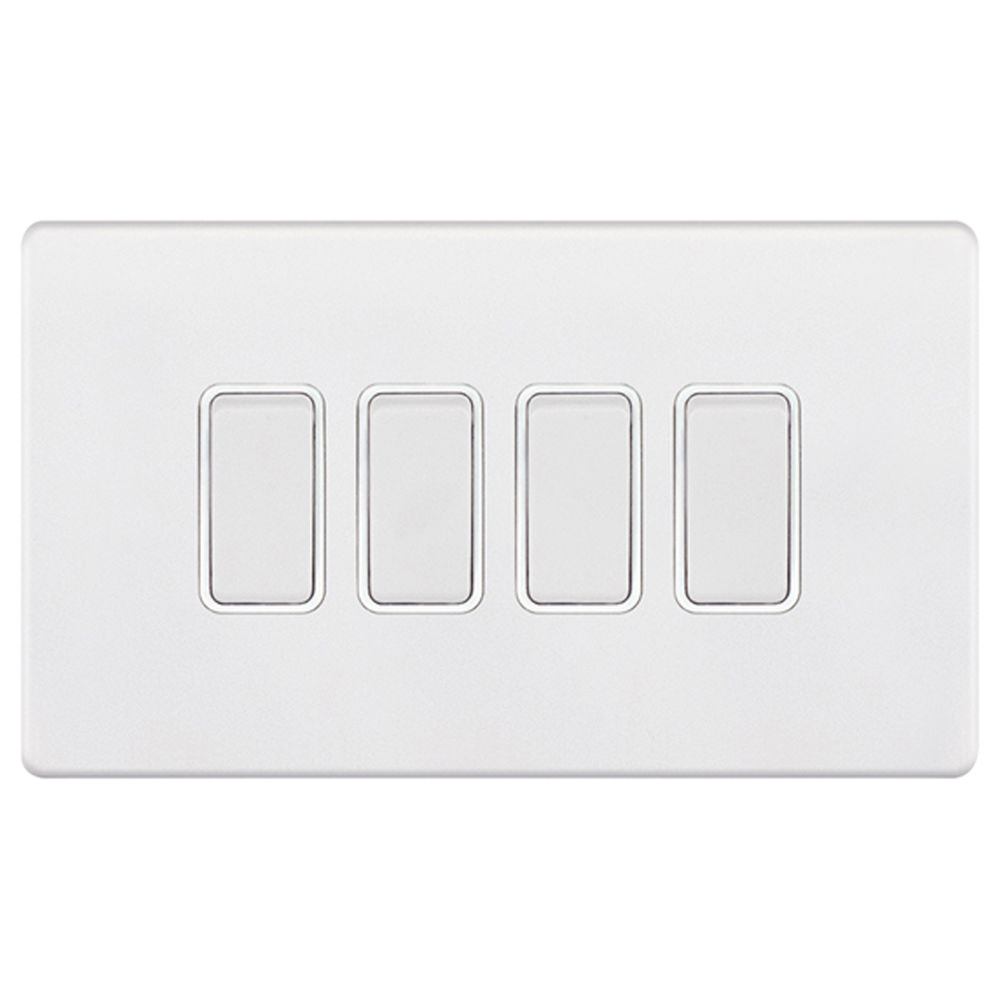 Rocker Switch Screwless 4 gang 10 amp 2 way Matt White | Mr Resistor ...