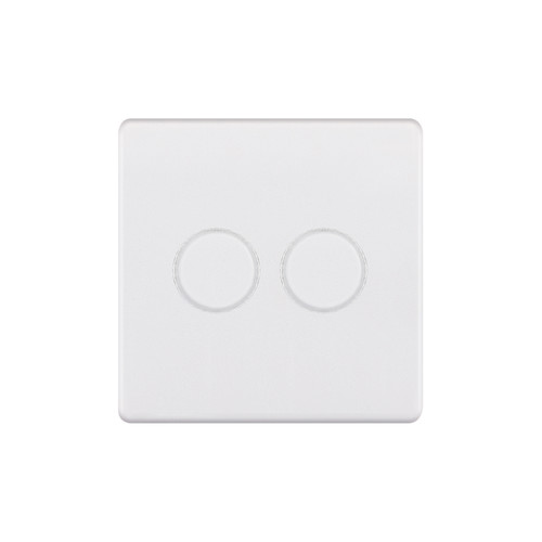 Dimmer Switch Screwless 2 gang 400W 2 way Matt White