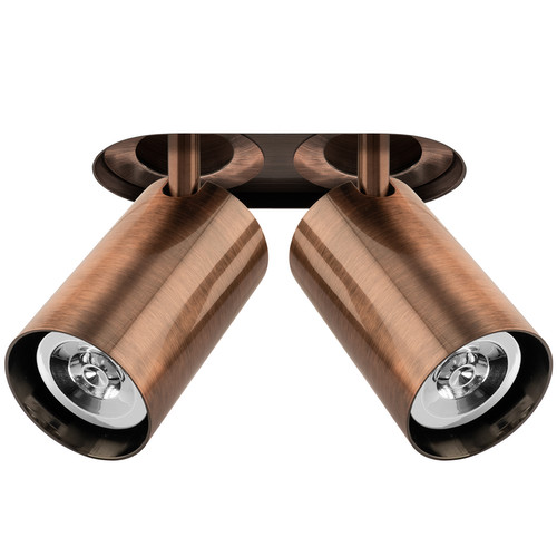 Trimless Round Double Tube Spotlight 2 x 50W Bronze