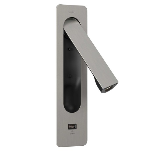 Keta LED USB-A Bedside Wall Light 240V 3.2W Matt Nickel