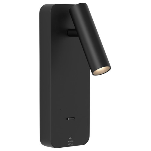 Enna Surface Square Switched LED USB-A+C Wall Light Matt Black 3.6W