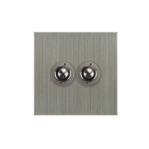 Horizon Square Push Button Switch 2 gang Satin Nickel