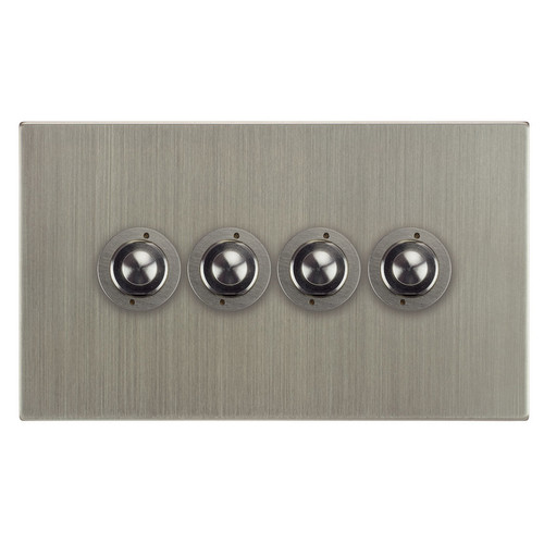 Horizon Square Push Button Switch 4 gang Satin Nickel